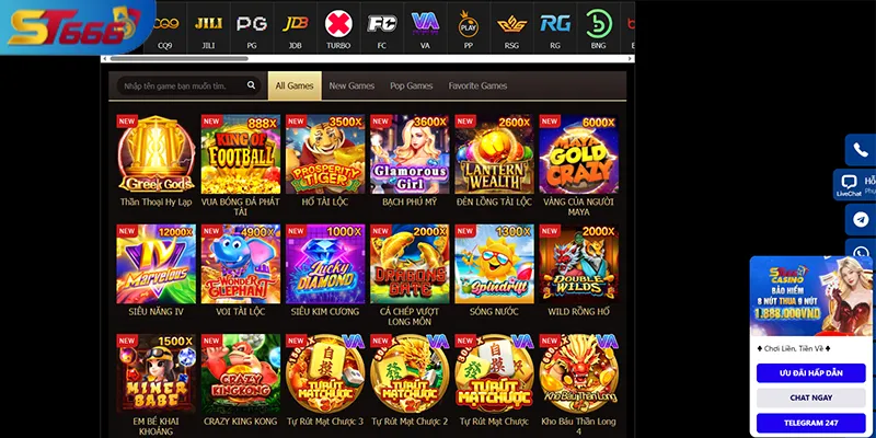 ST666 slot game nổ hũ đa dạng chủ đề